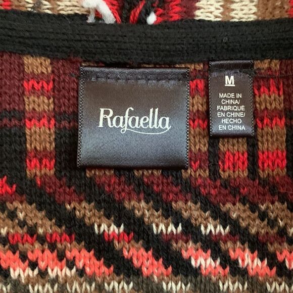 ‎Cardigan long sweater Aztec Geo Print women’s Medium faux leather trim - Picture 6 of 7